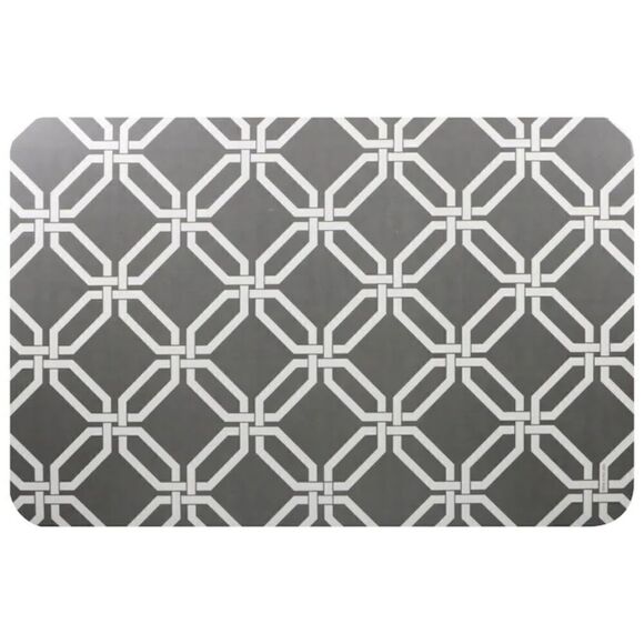 🏖 Gray White Easy Wipe Vinyl Placemat Lattice Grey - Picture 3 of 3